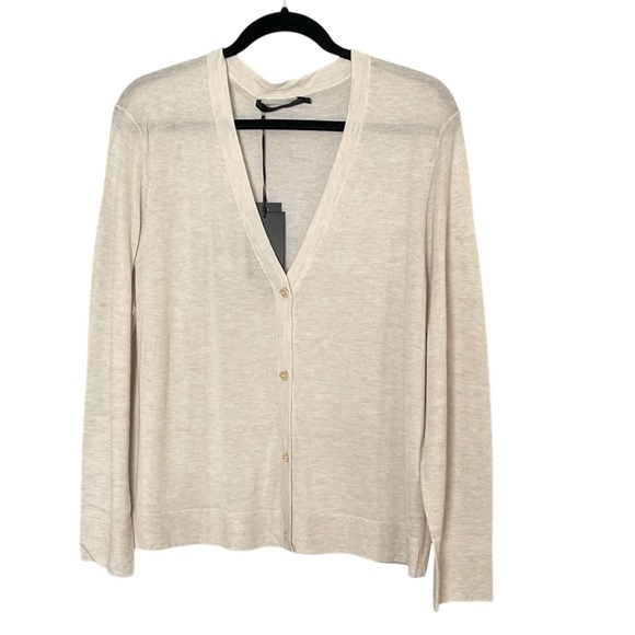 NWT Jenni Kayne Cashmere Silk Cardigan in Oatmeal XXL - Picture 2 of 12